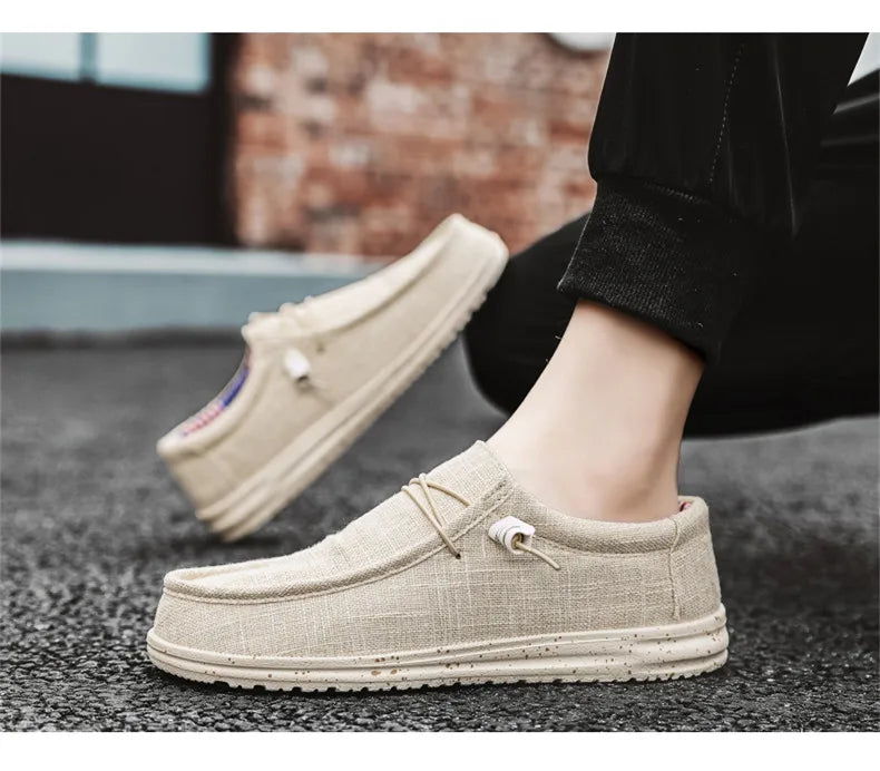 Men 2024 New Leisure Sneakers Spring Summer Breathable Lightweight Outdoor Canvas Shoes Large Size Men's Shoes Walking Loafers