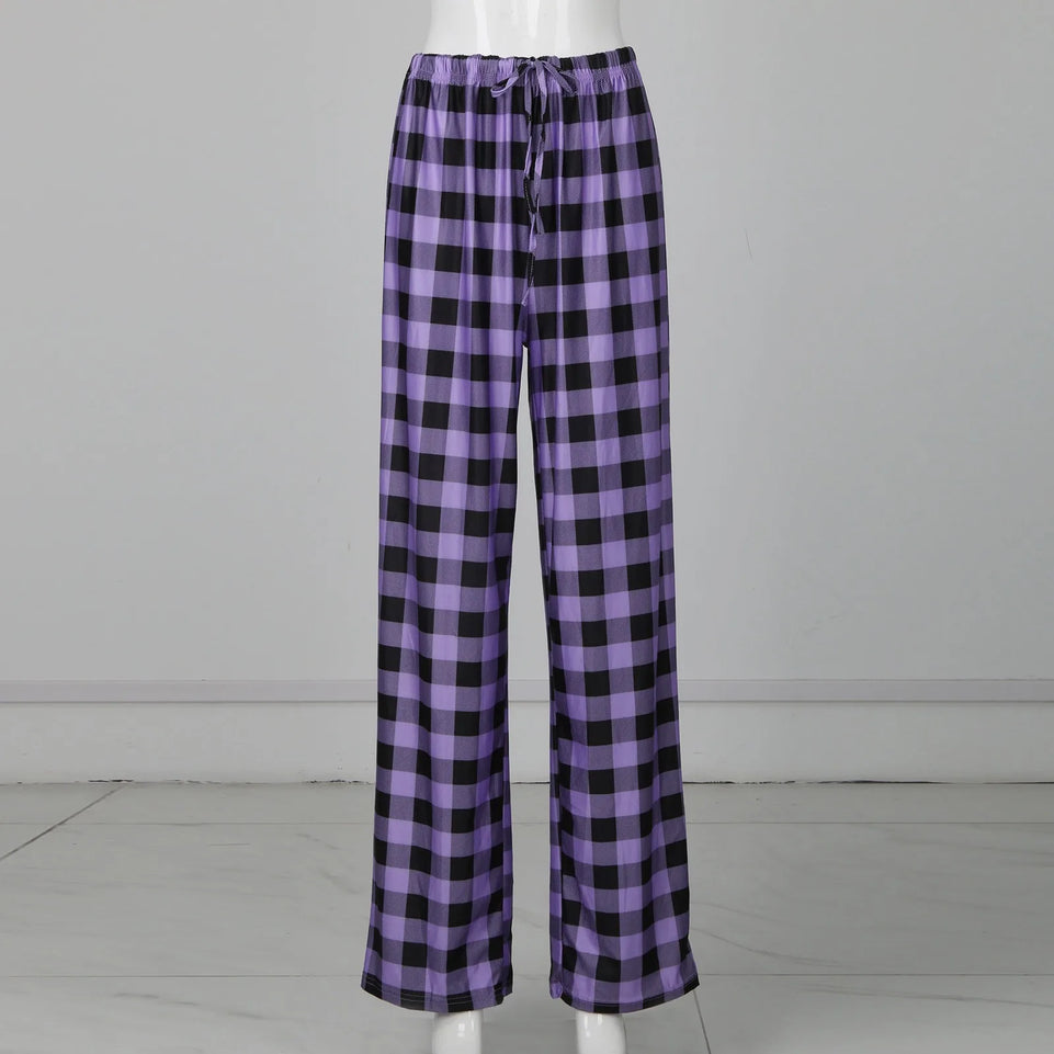 Women Pants Plaid Cotton Loose Ladies Pajama Pants Pyjama Trousers Men Sleep Bottoms Lounge Wear Sleep Lounge Pants Bottoms