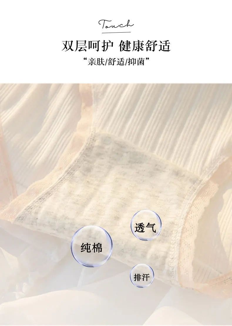 Women's Cotton Underwear Lovely Girl Bow Panties Sexy Lace Panties Mid Waist Seamless Comfort Briefs Female Lingerie