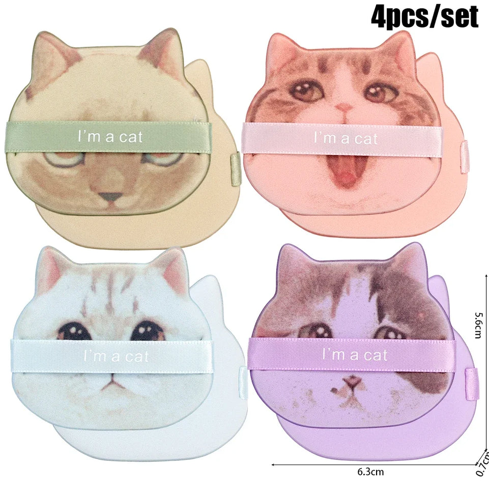 10PCS Cute Cat Makeup Puff Foundation Cosmetic Puff Smooth Powder Concealer Beauty Dry and Wet Dual-use Powder Puff Makeup Tool