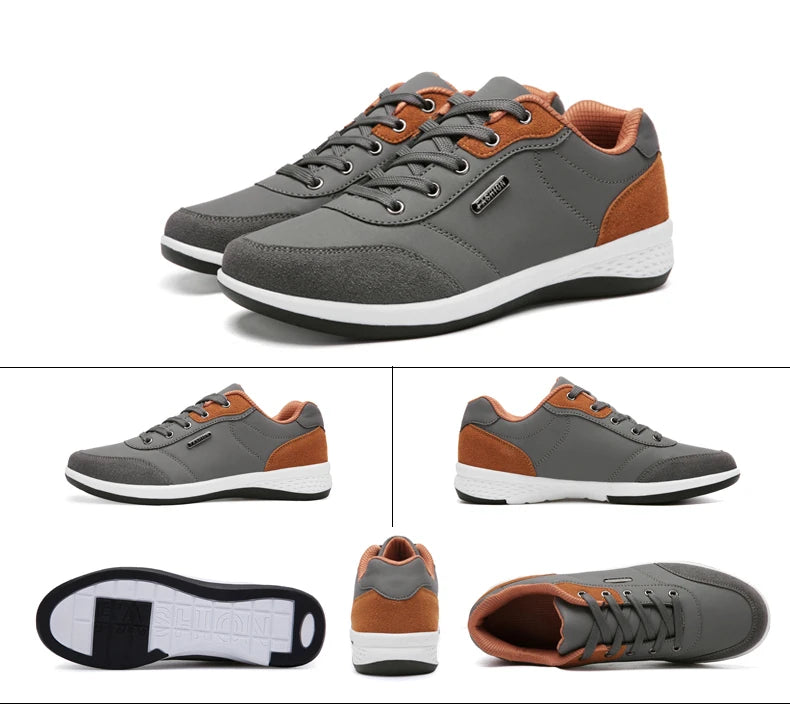 Leather Men Shoes Sneaker Trend Sports Running Breathable Men‘s Sneakers Non-slip Footwear Shoe for Male Walking Autumn