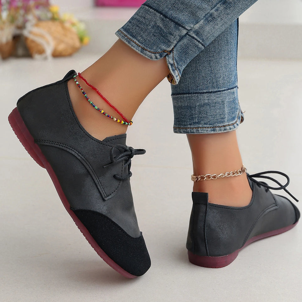 Woman Flats Shoes Loafers Fashion Casual Sports Sneakers Trend Brand Women's Fashion Dress Shoes New Lace Up Femme Zapatos
