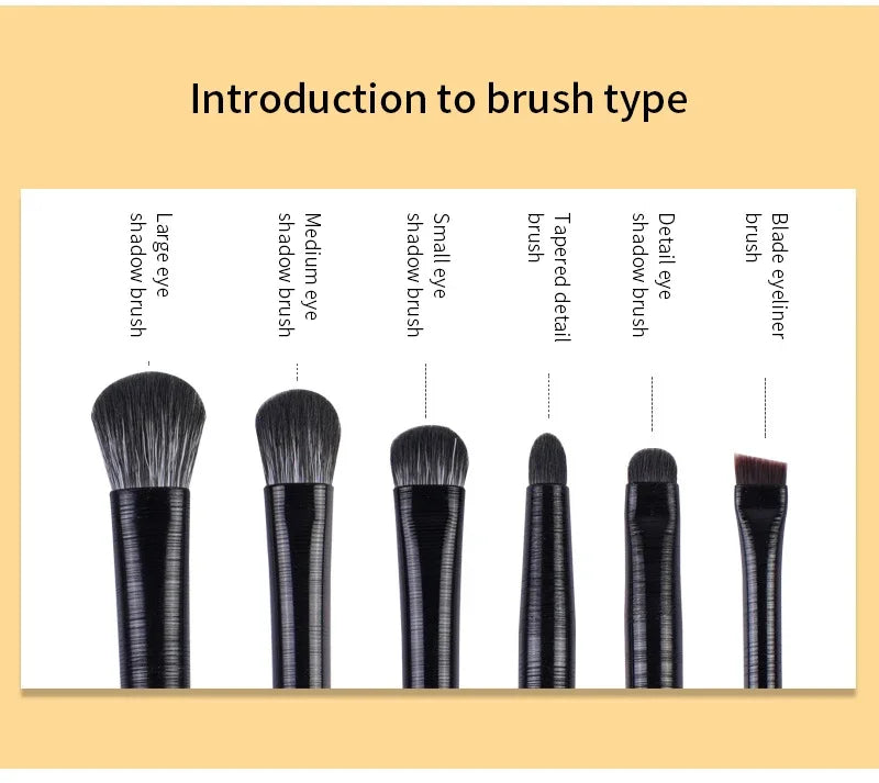 6PCS Eyes Makeup Brushes Set Professional Soft Contouring Eyeshadow Eyeliner Eyebrow Brush Women Facial Beauty Cosmetic Tool