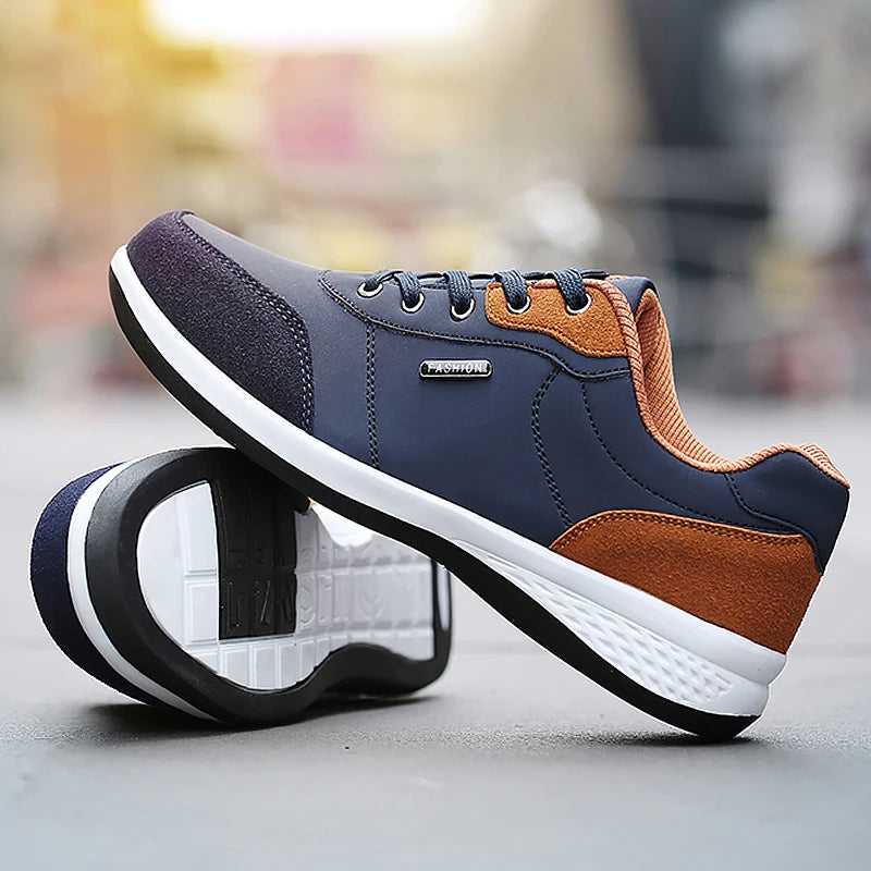 Leather Men Shoes Sneaker Trend Sports Running Breathable Men‘s Sneakers Non-slip Footwear Shoe for Male Walking Autumn