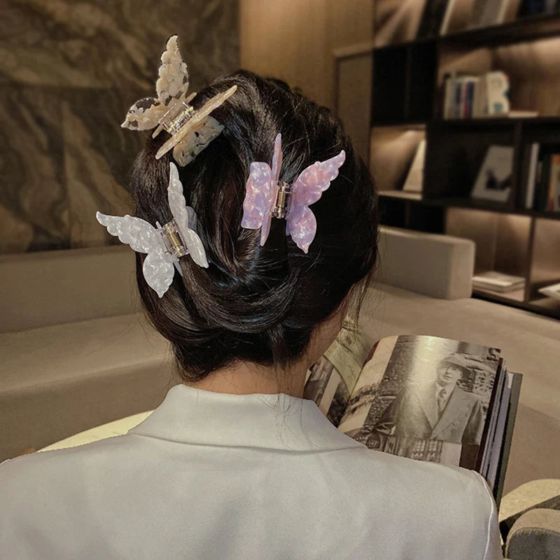 New Vintage Acetate Hair Claw Clip Sweet Butterfly Hair Clip Hairpin Barrettes Trendy Hair Accessories Barrettes for Women Girls